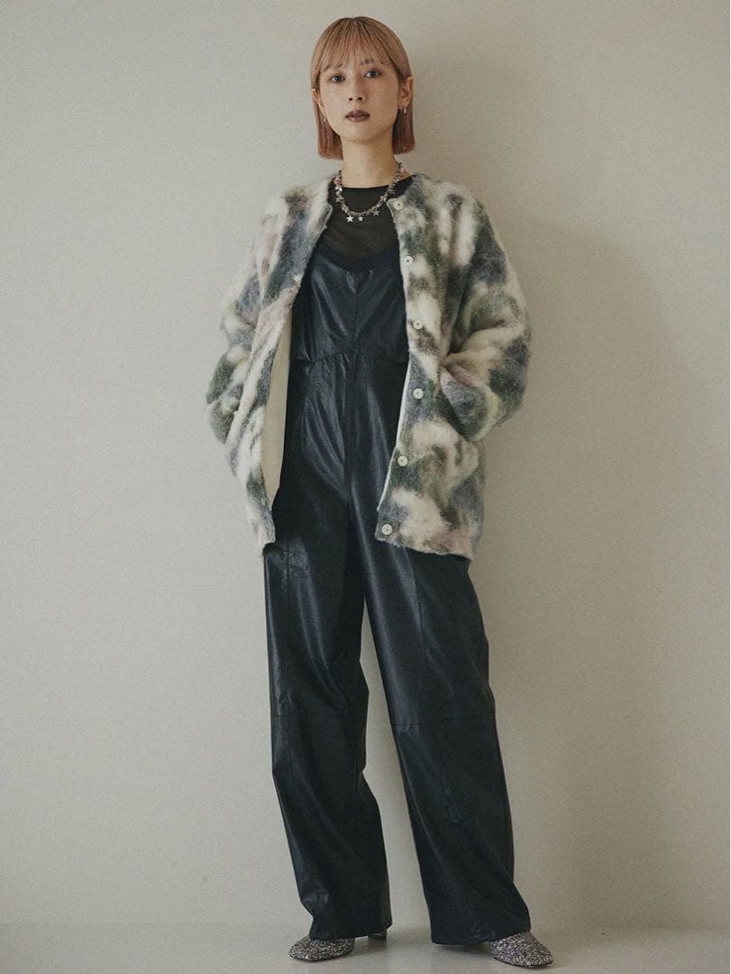 トップス AMERI TEXTURE ART FLOWER KNIT CARDIGAN