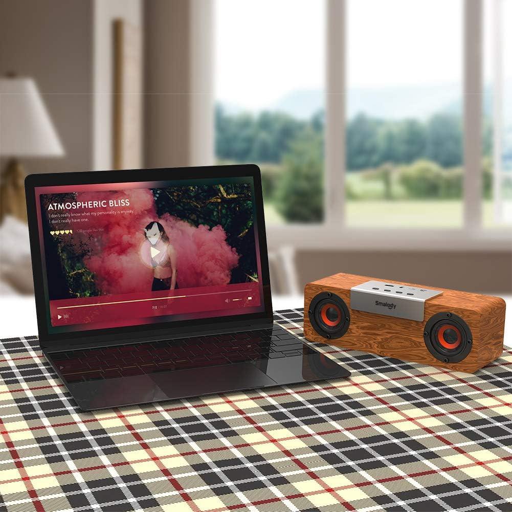 10W木製ワイヤレススピーカー・持ち運びに便利デュアルドライバーステレオサウンド