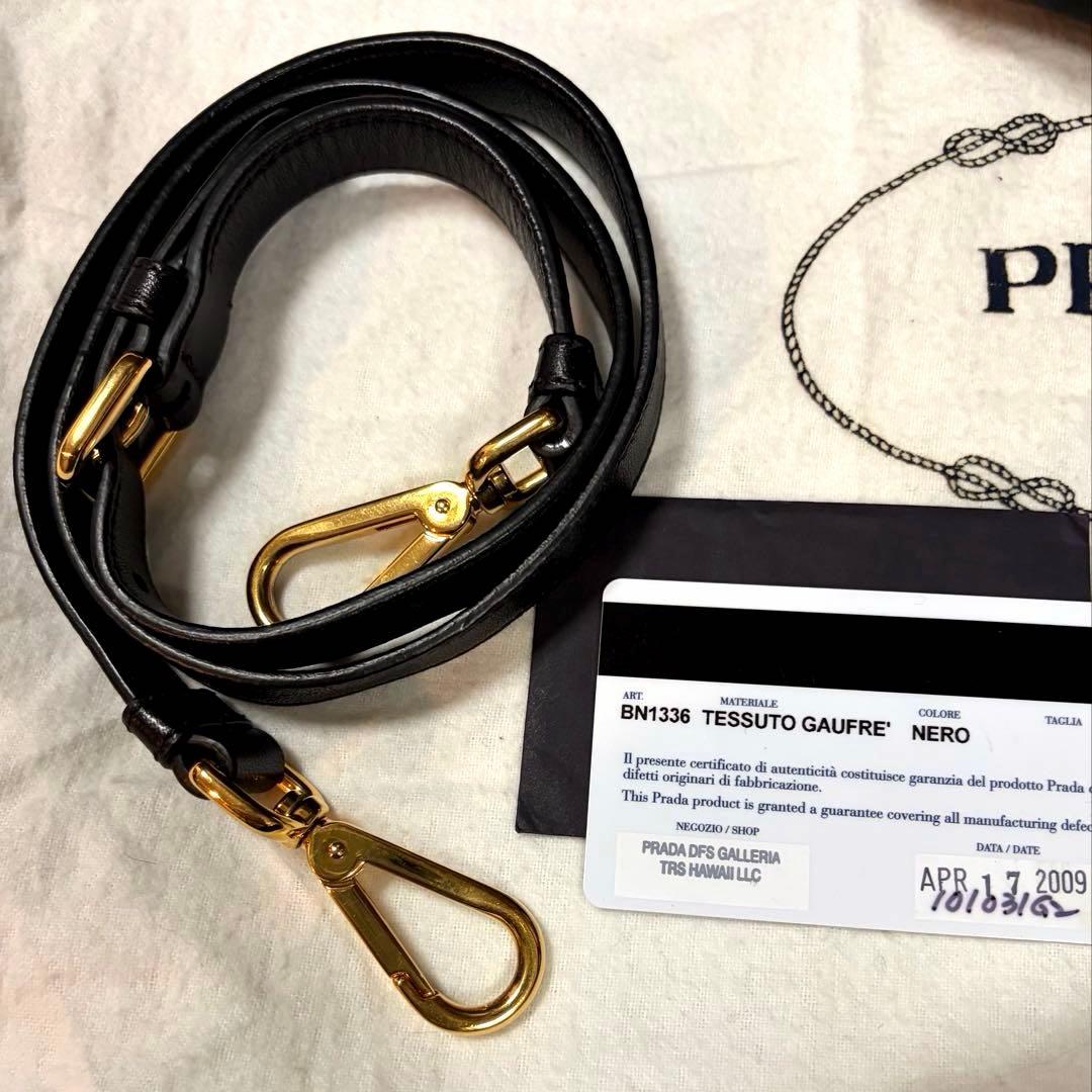 S58　美品PRADA プラダ ギャザー ハンドバッグ 2WAYショルダー