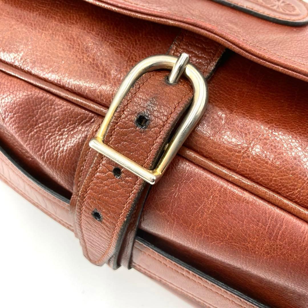 美品✨CELINE セリーヌ ショルダーバッグ 馬車 金具 レザー ブラウン