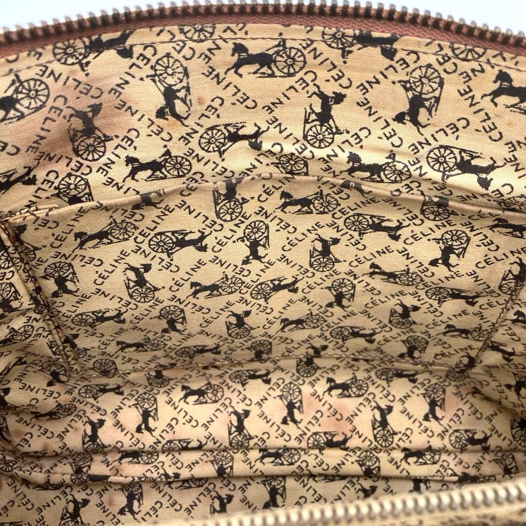 美品✨CELINE セリーヌ ショルダーバッグ 馬車 金具 レザー ブラウン