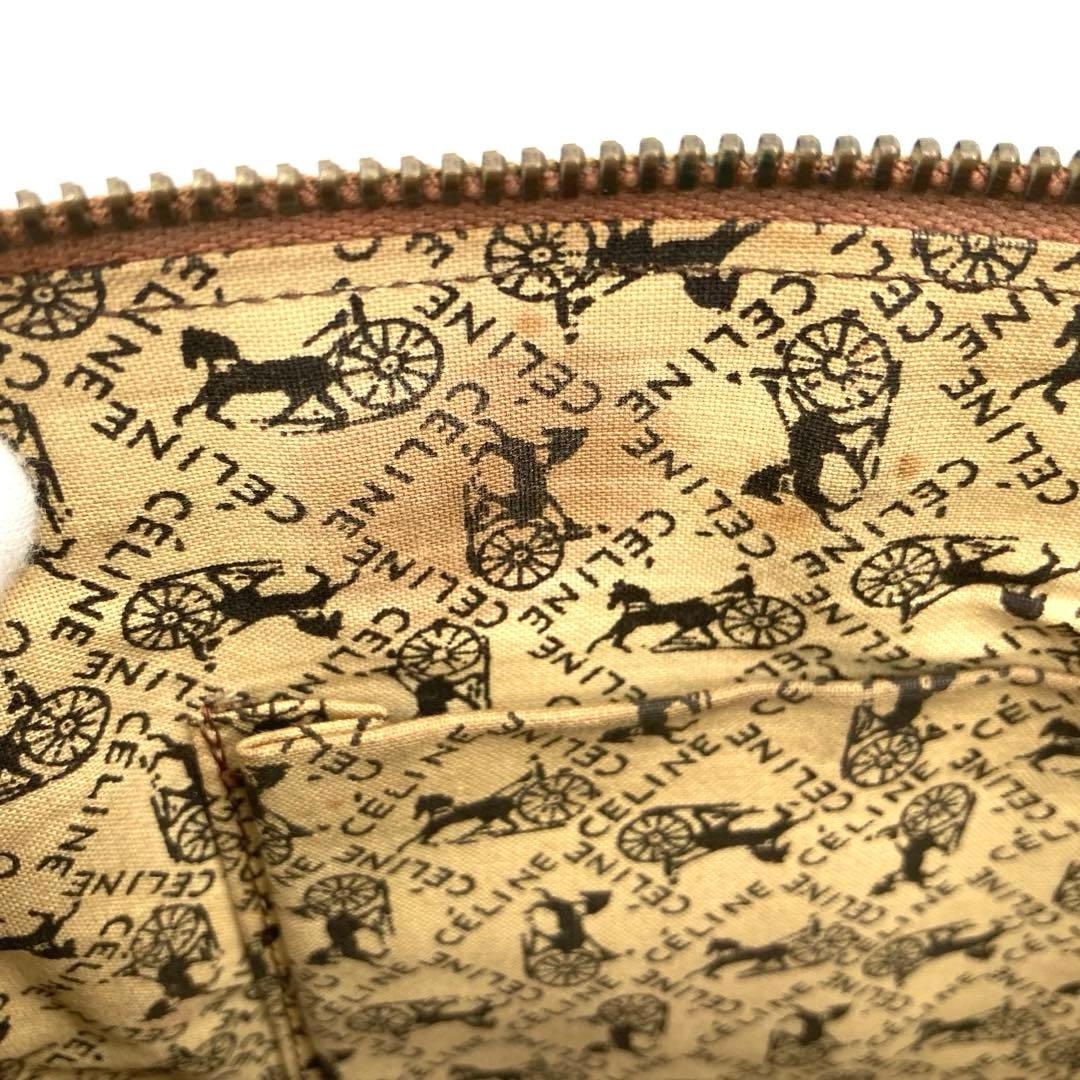 美品✨CELINE セリーヌ ショルダーバッグ 馬車 金具 レザー ブラウン