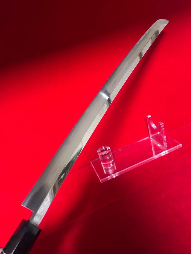 01564 包丁　マグロ包丁　先丸型　両刃　研師仕上げ　刃文綺麗　鞘付　未使用品