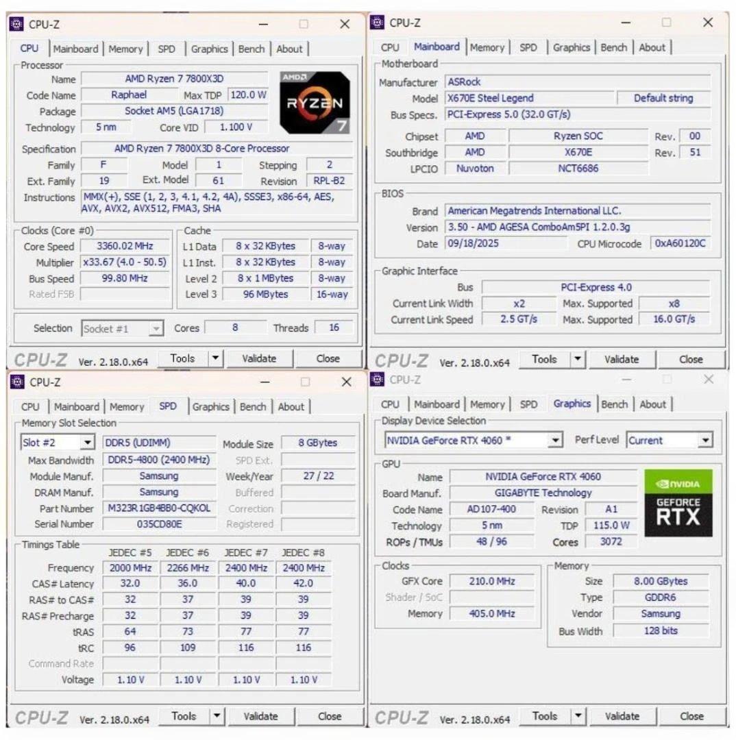 Ryzen7 7800X3D RTX 4060 DDR5 32GB(オマケ付き)