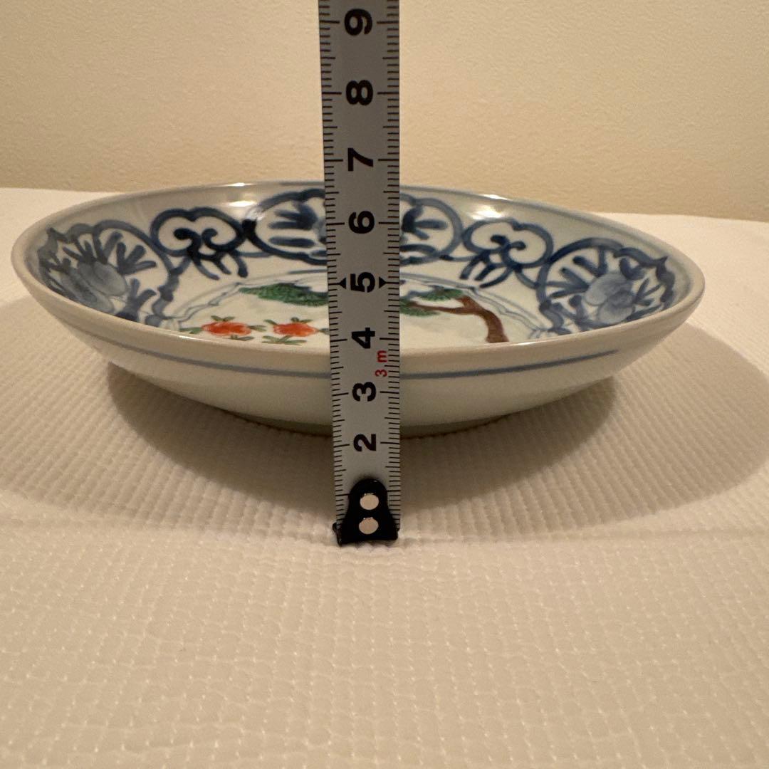 堀畑蘭 6寸深皿 松と白犬