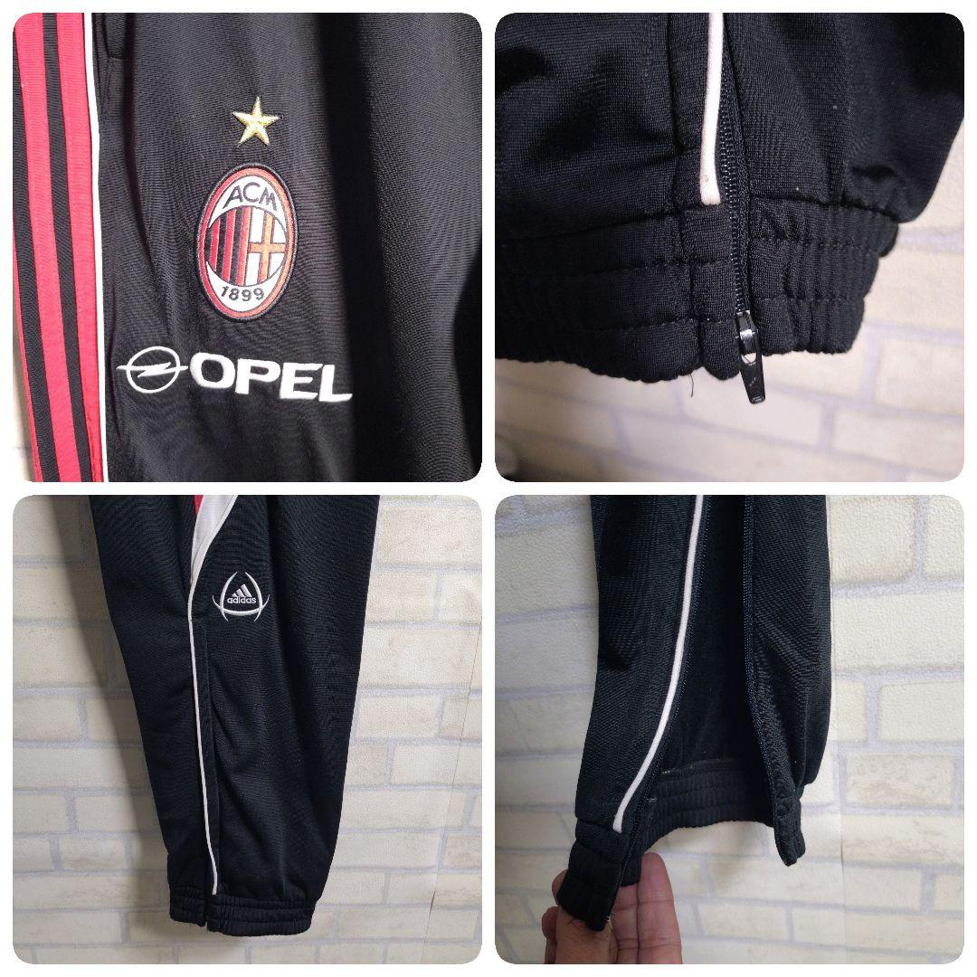 アディダス★00s ACミラン 刺繍ロゴ セットアップ 上下 黒 2XL 訳あり