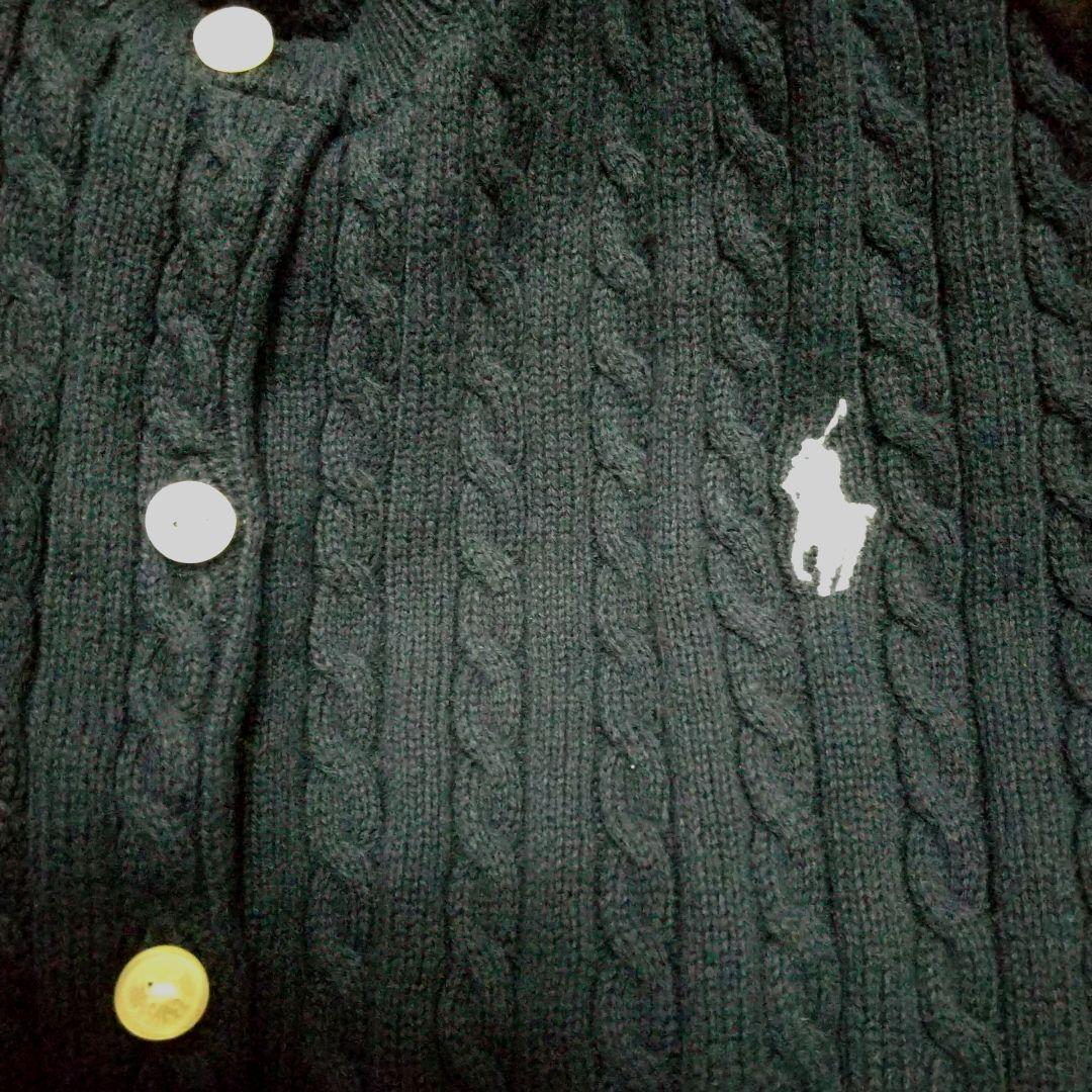 ラルフローレン　ミニケーブル　カーディガン　紺　160 QRコードタグ