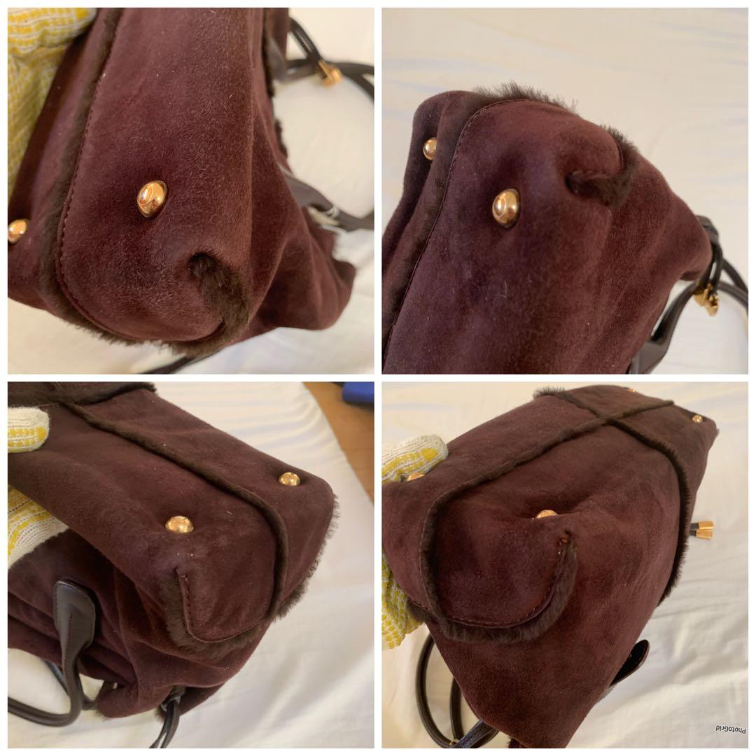 【大幅値下げ中】 TODS本革ラムファーボアレザー　ハンドバッグ　ボストンバッグ