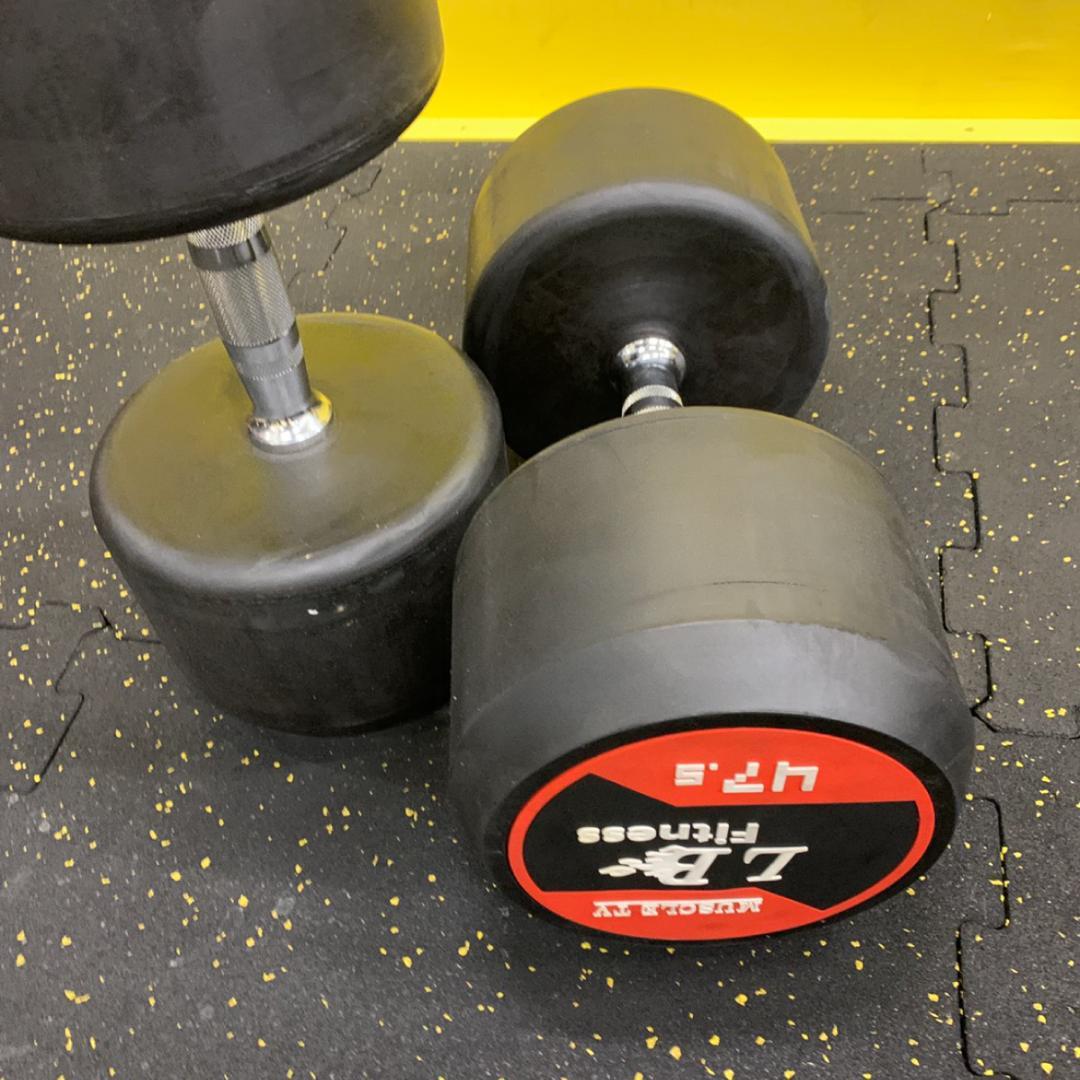 【30％OFF】ラバーダンベル 丸型 42.5kg×2個セット（合計85kg）