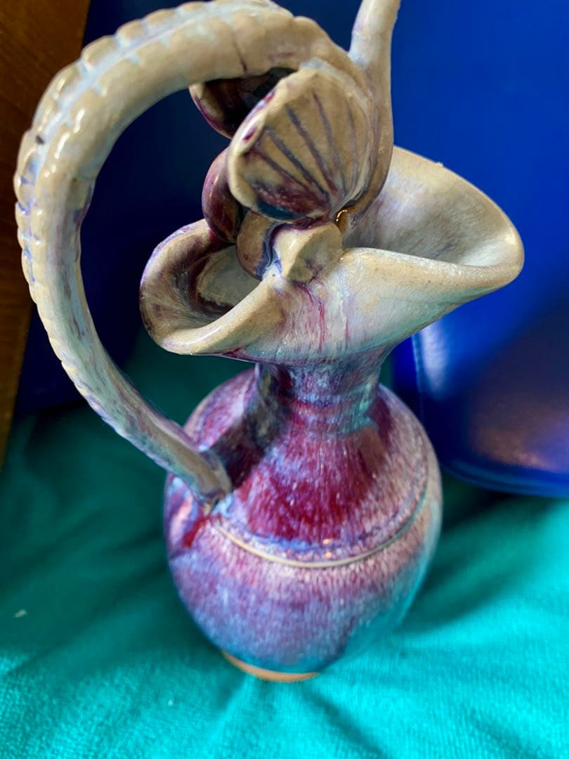 中国元時代鈞窑紫紅斑釉变龍口挚壶箱付きサイズ高さ約29cm径11cm