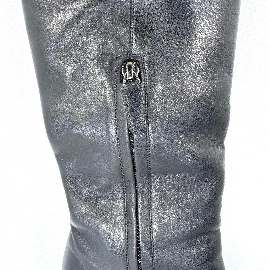 【CHANEL】シャネル（23.5cm）ニーハイブーツ ココマーク ラムスキン