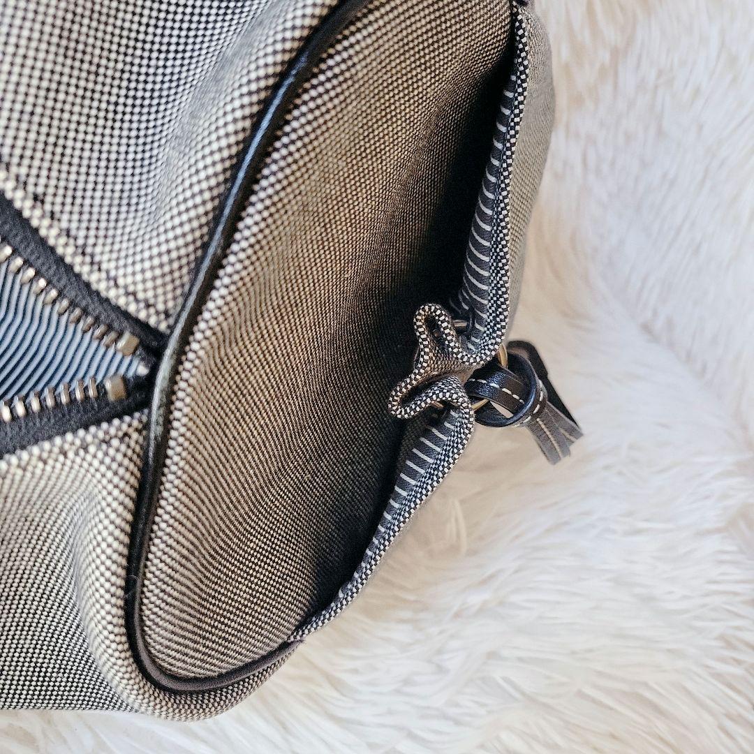 希少✨バーバリー ボストン ハンドバッグ　キャンバス レザー　ロゴプレート