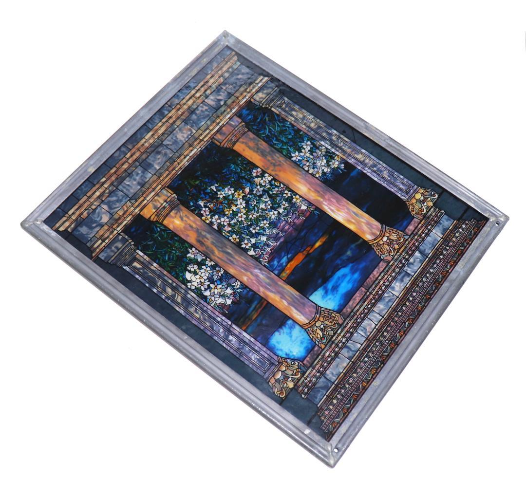 ルイス・C・ティファニー ヴィンテージ ステンドグラス 極希少 大型 百合畑の窓