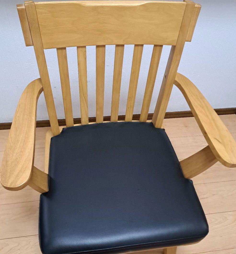 【直接受け渡し】 回転式チェア　ダイニングチェア　木製　肘つき　2脚セット