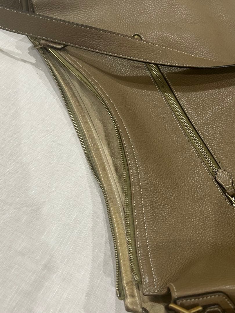 シセイ　メンズレザー トートバッグ　ベージュ