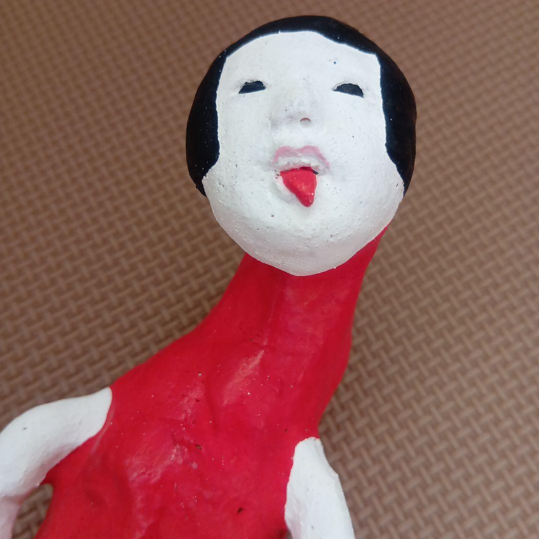 現代陶芸家 相場るい児 「少女土鈴」土人形 手捏ね 艶物 ツチノコ 髑髏