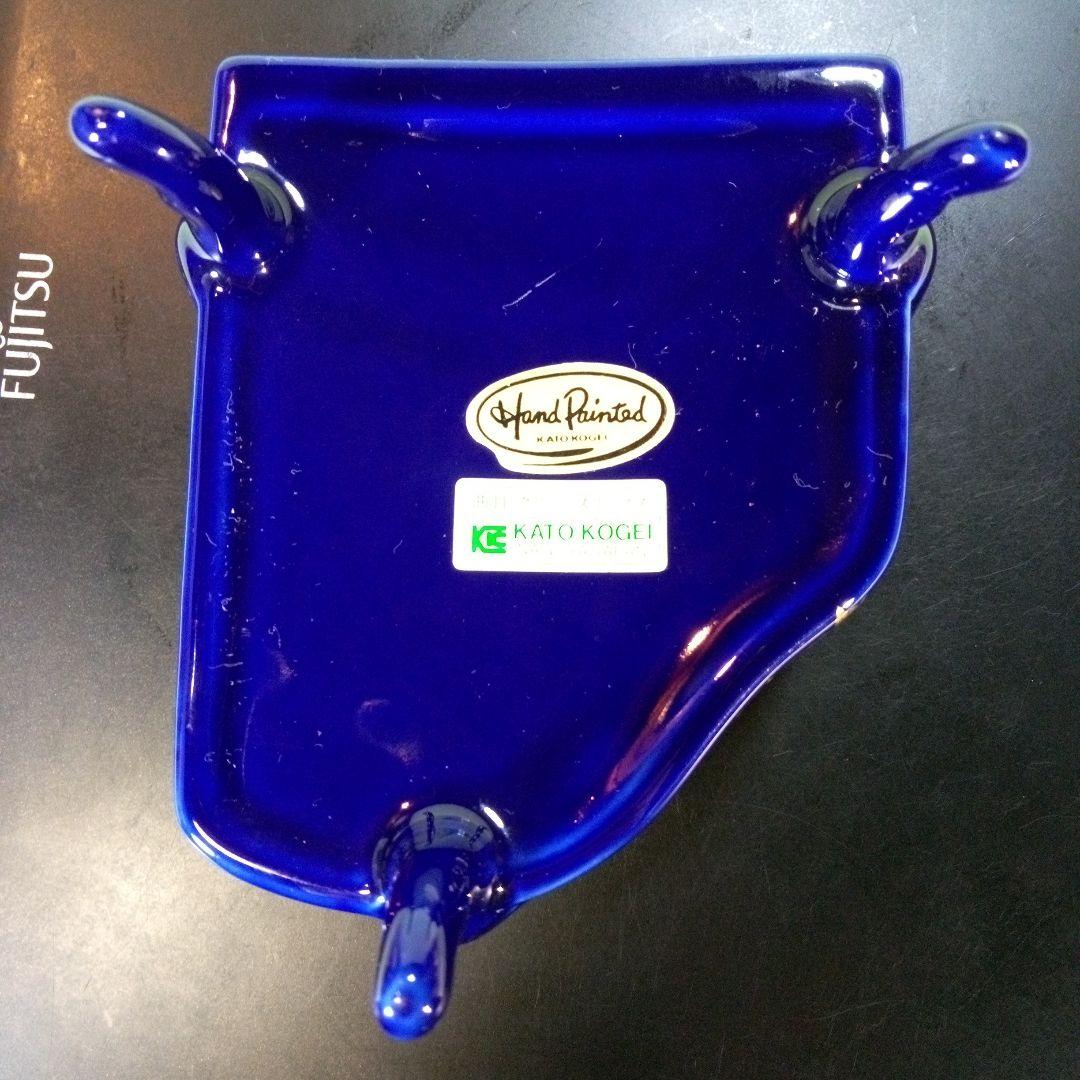 青いピアノ型オルゴール　花柄　KATO KOGEI　グリーンスリーブス　レア