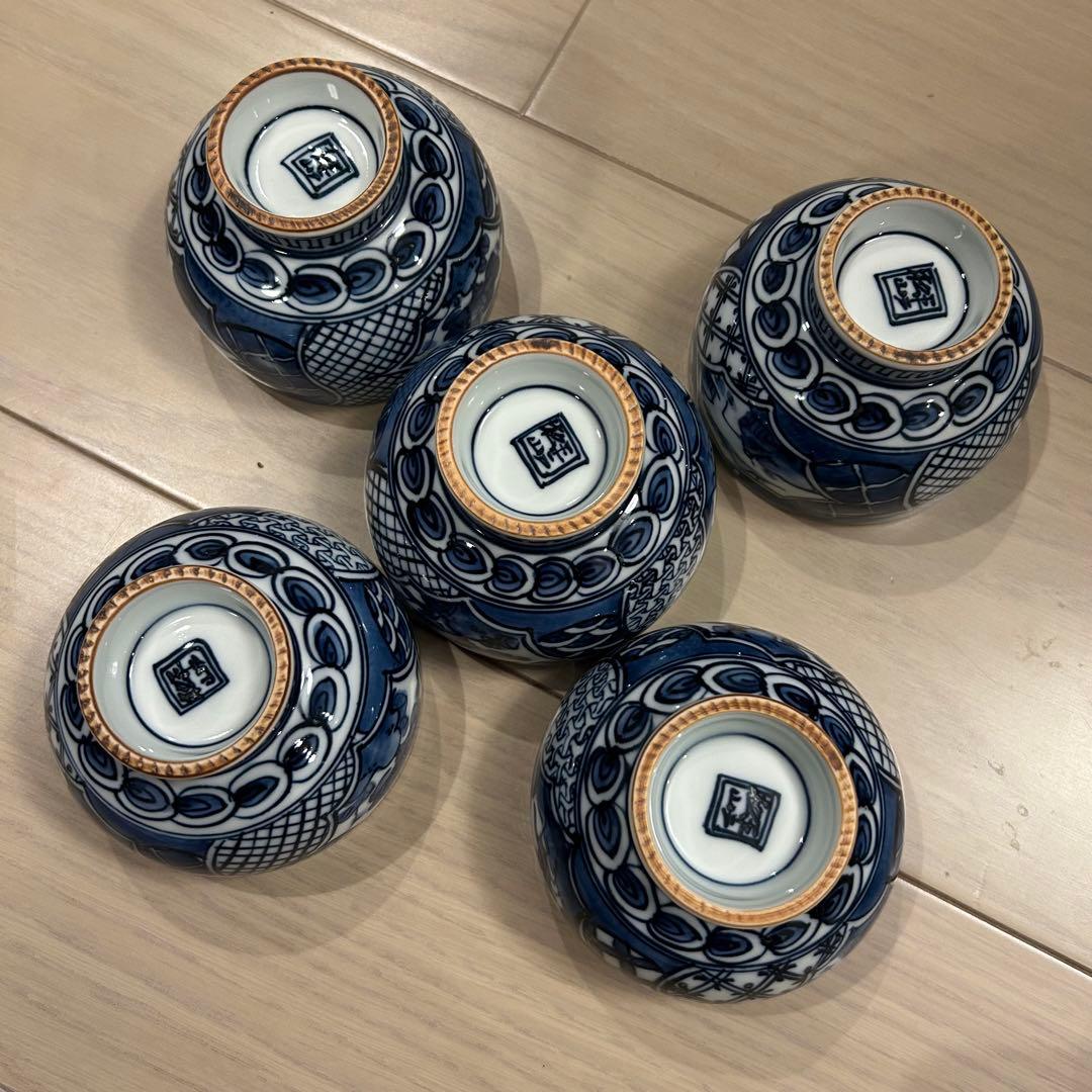 京焼　清水焼　山本壹楽　瓷彩丸紋　蓋向揃　5セット