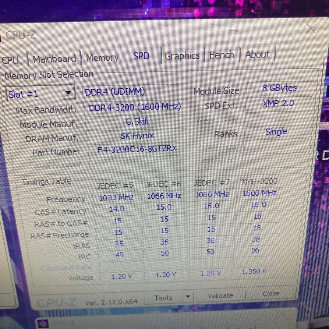 G.SKILL Trident Z RGB 16GB 3200 Memtest済