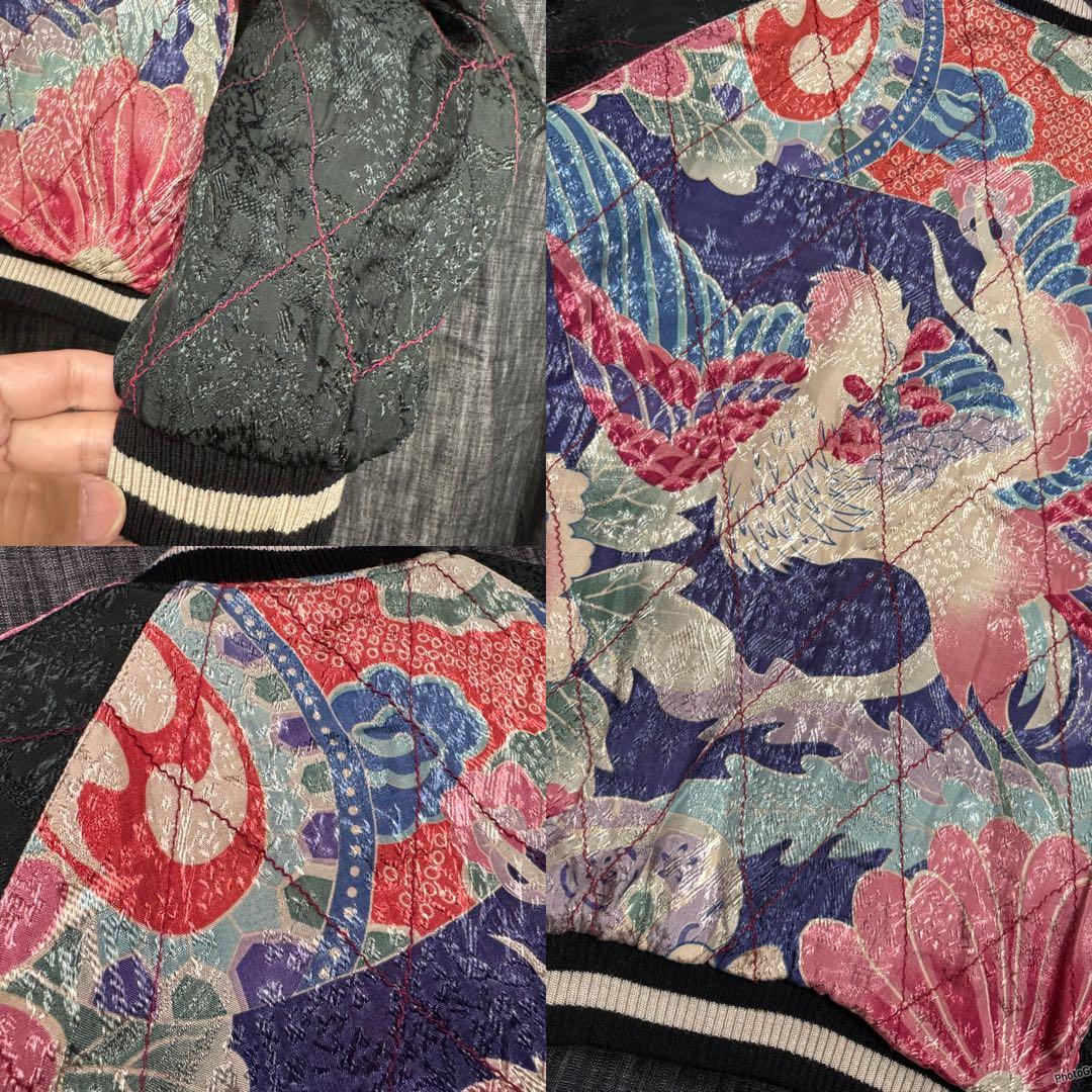 HANATABIGAKUDAN レーヨン　刺繍　骸骨　スカジャン　和柄　紅葉