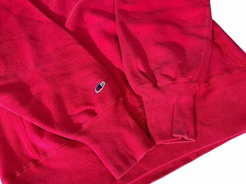 USA製 90s チャンピオン 目有 無地 リバースウィーブ スウェット 赤 L