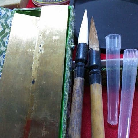 ２０９蔵出し 骨董品 中国書道セット25cm✕35cm硯作家入り文鎮　超豪華