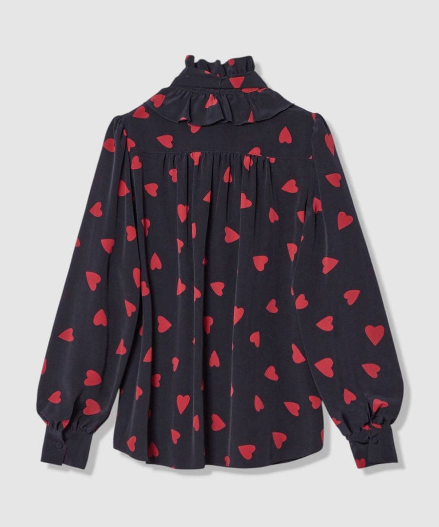 ルルウィルビー　デシンハートプリントボウタイブラウス　ネイビー　アルアバイル