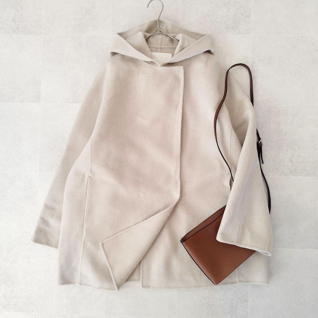 美品✨ボールジィ プレミアムウール リバーフーデットコート　薄ベージュ M相当