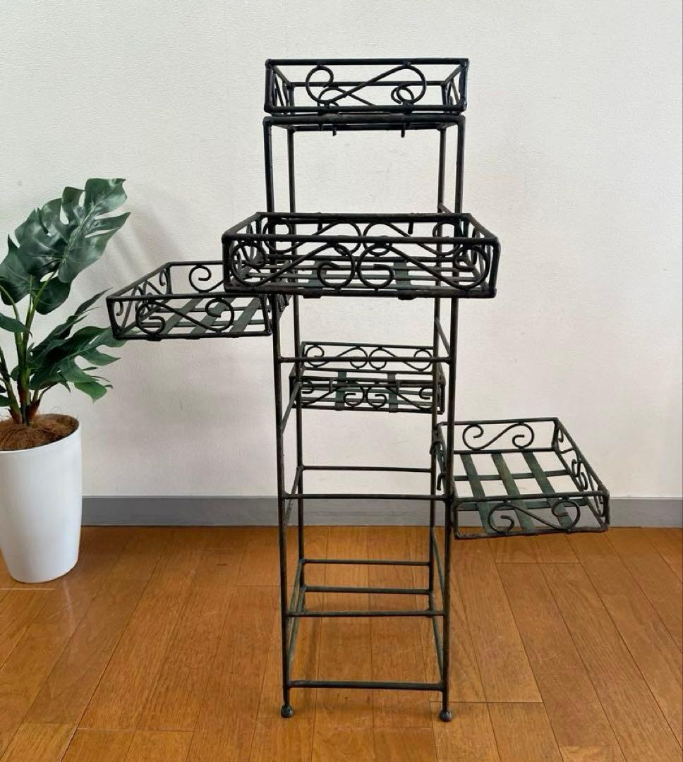 ヴィンテージ　アイアンプランタースタンド　レトロモダン　アンティーク　シャビー￼