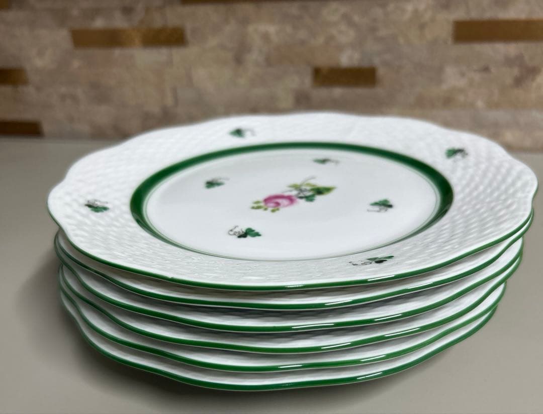 未使用近✨ヘレンド ウィーンの薔薇 プレート 19cm 皿 ピンク ローズ6枚