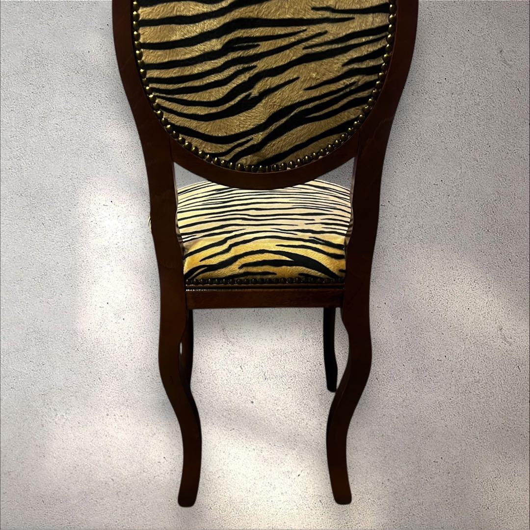 ♡ アンティーク　ヒョウ柄 猫脚 ダイニングチェア ♡