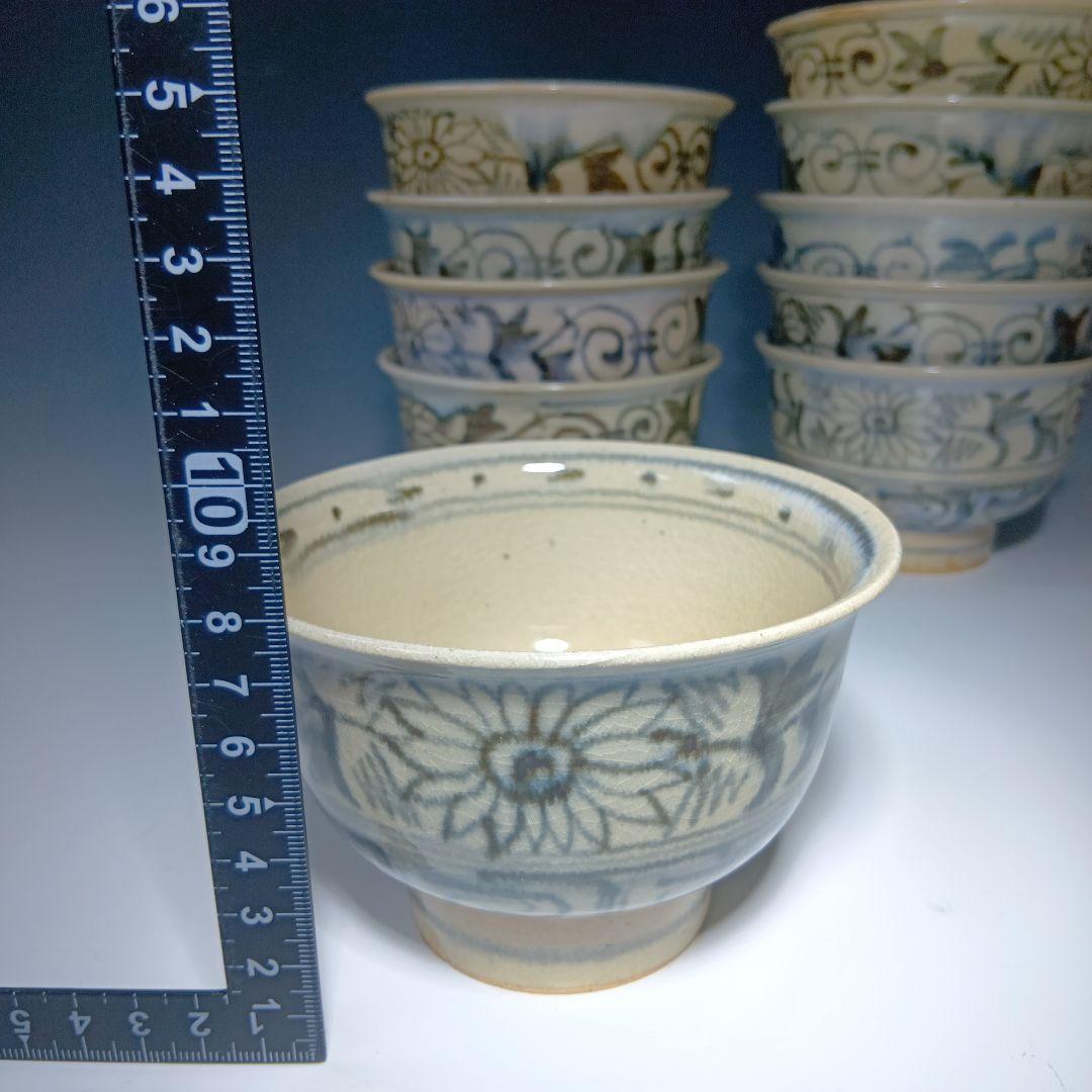 値下げ茶道具　楽山窯造　安南数茶碗10客　 美品　共箱