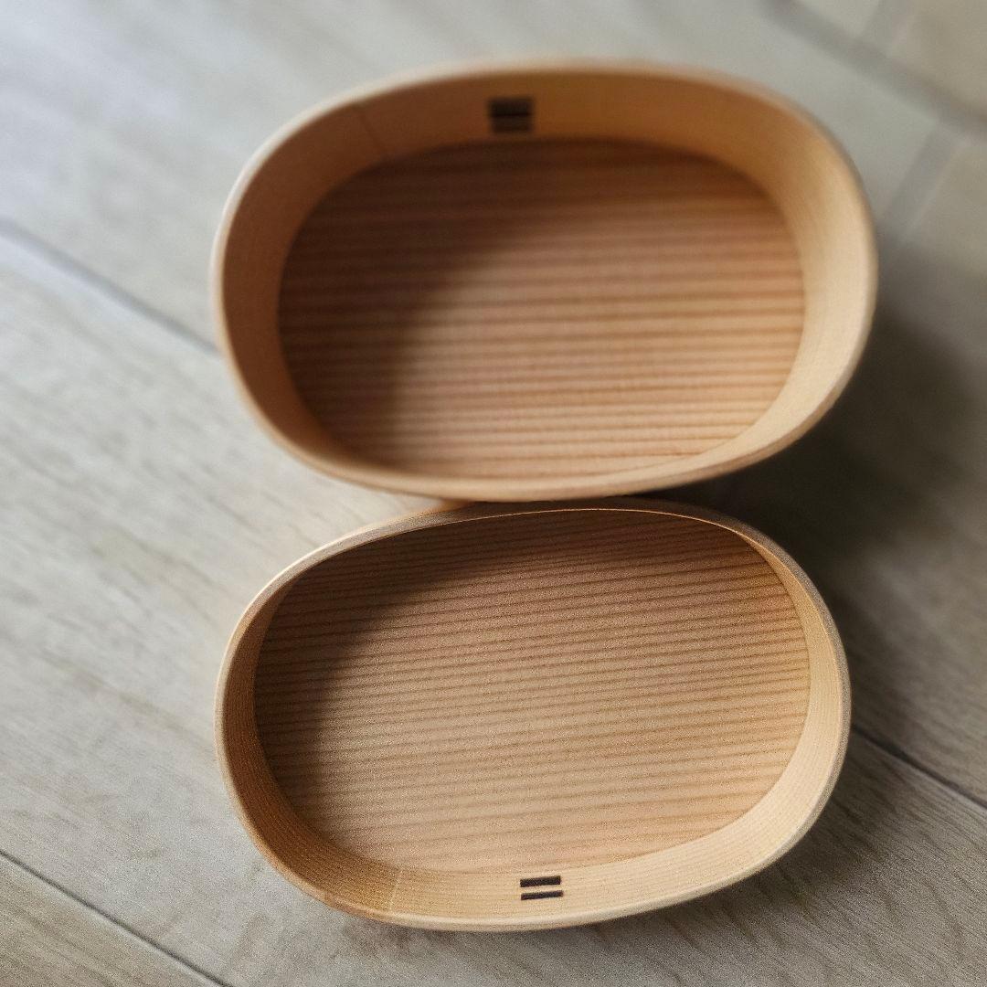 栗久/木製 大館曲げわっぱ 小　小判型弁当箱 スリム 伝統的工芸品 新品未使用