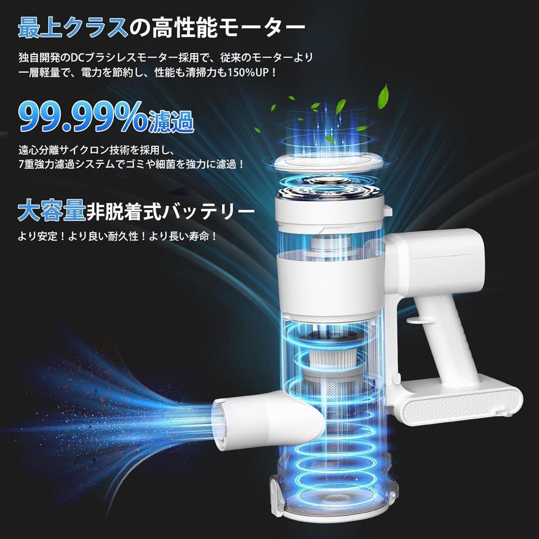 掃除機 コードレス ブラシレスモーター 大容量バッテリー 自立式 低騒音