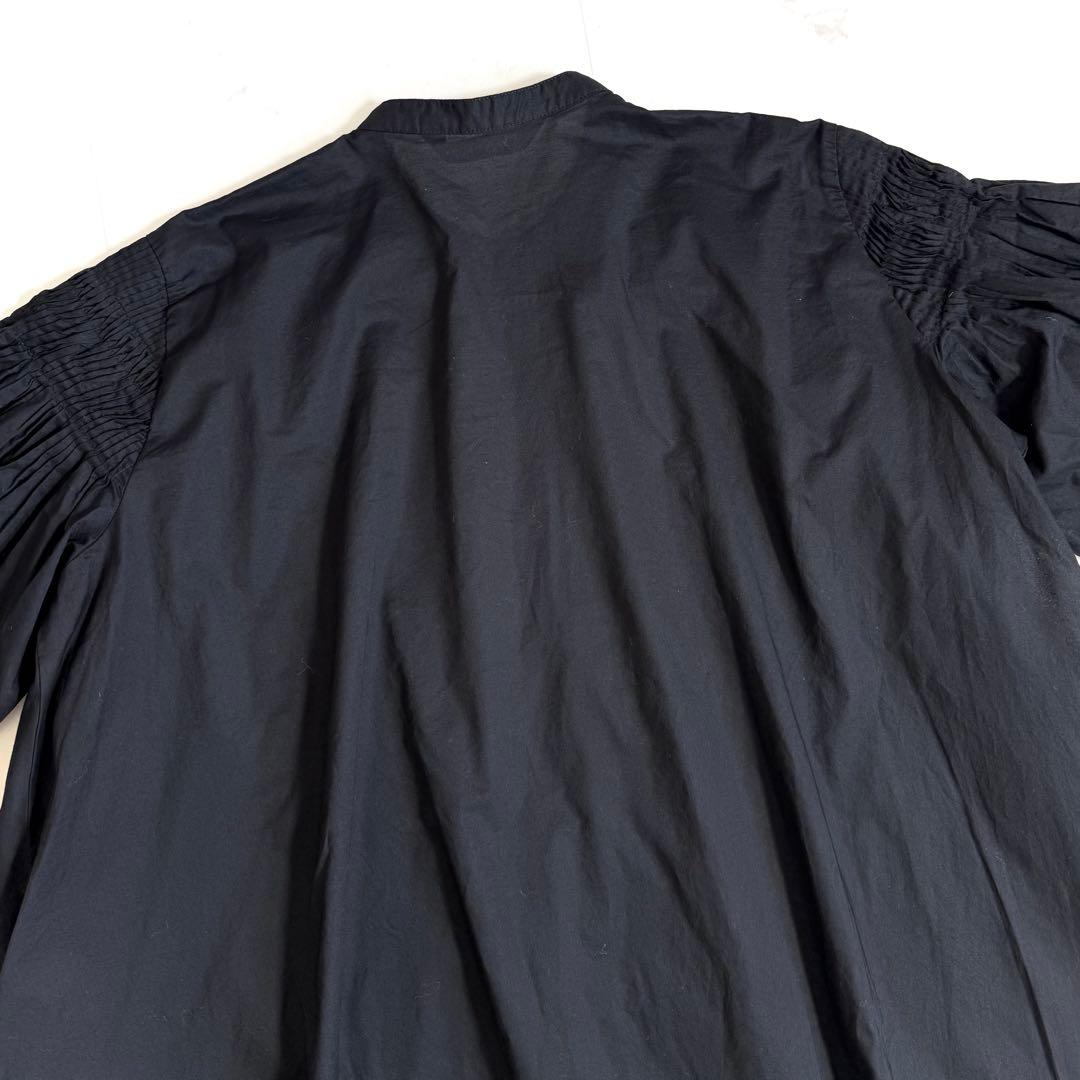 【新品】ミズイロインド ピンタックパフスリーブシャツ 定価1.9万円 ブラック