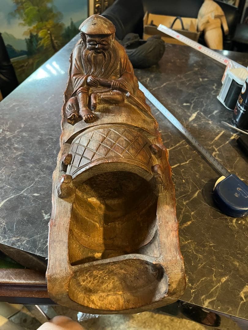 寿老人、竹彫刻寿老人、竹一刀彫り、竹細工寿老人、江戸時代寿老人、木彫り寿老人