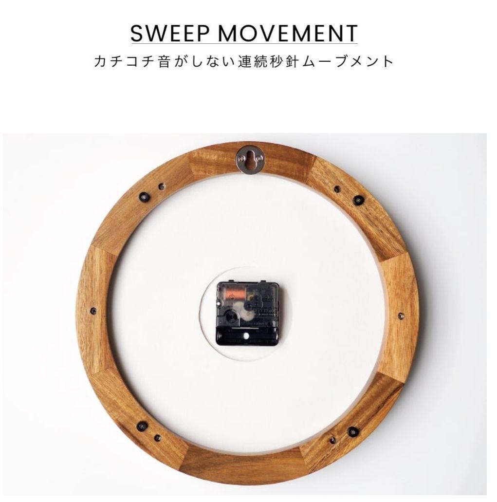 interform kemppi CL-3931天然木製三針柱壁掛時計アナログ白