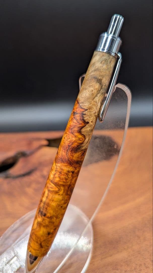 622特上　本花梨　紅白　瘤杢　木軸シャーペン　ボールペン