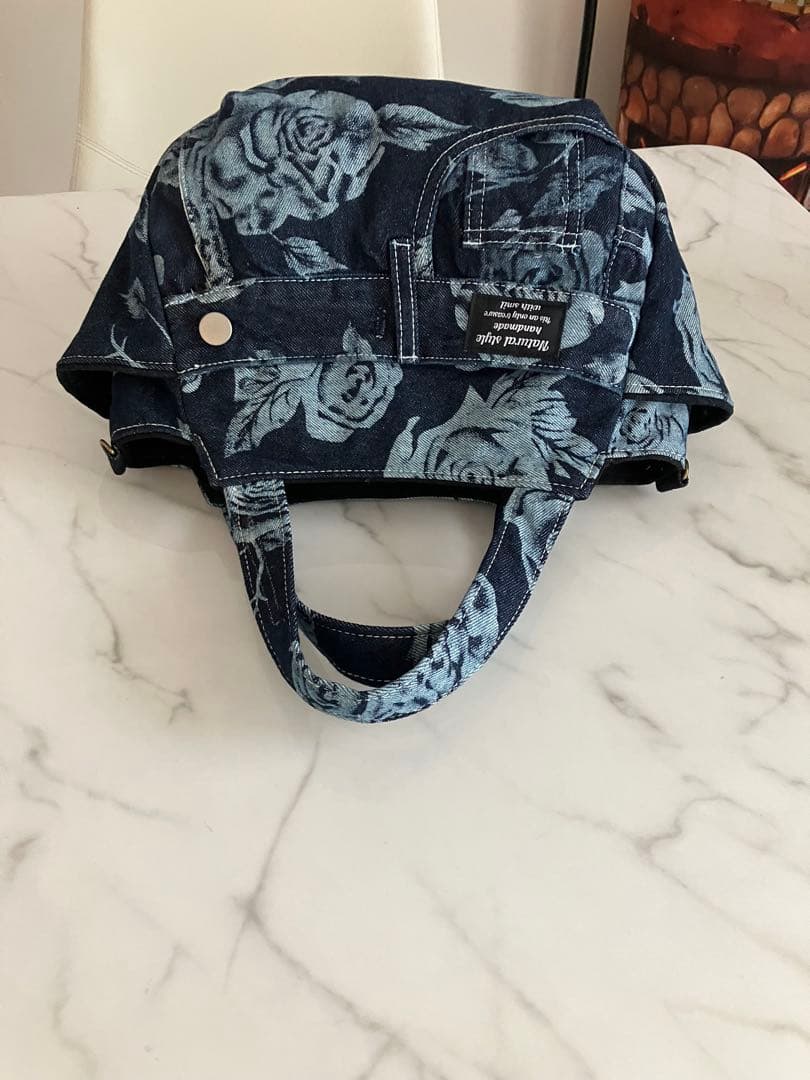 883 にさおり　花柄デニムリメイクバック　ハンドメイド2点