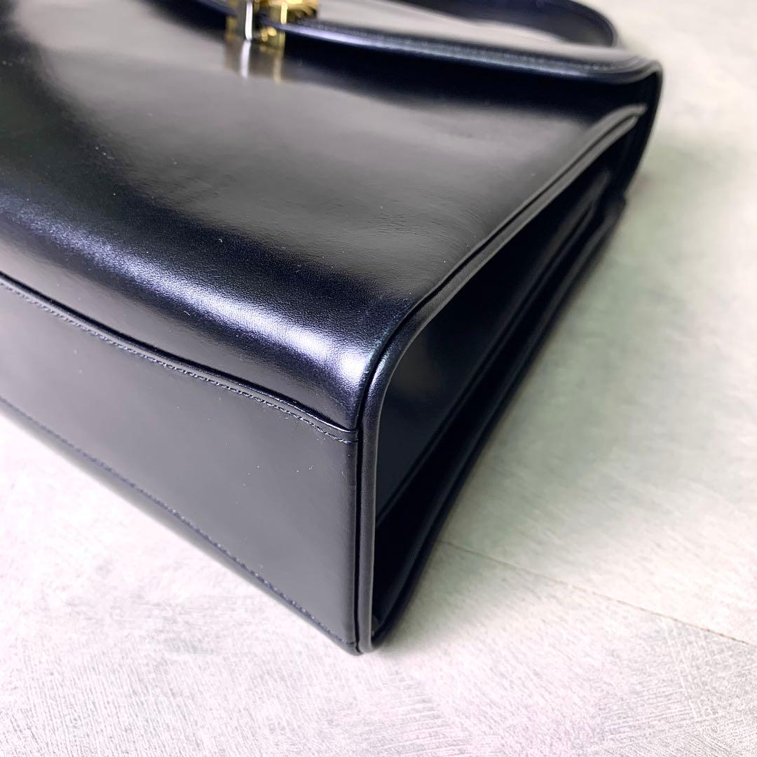 WAKO 銀座和光 カーフレザー ゴールド金具 フォーマル ハンドバッグ 黒