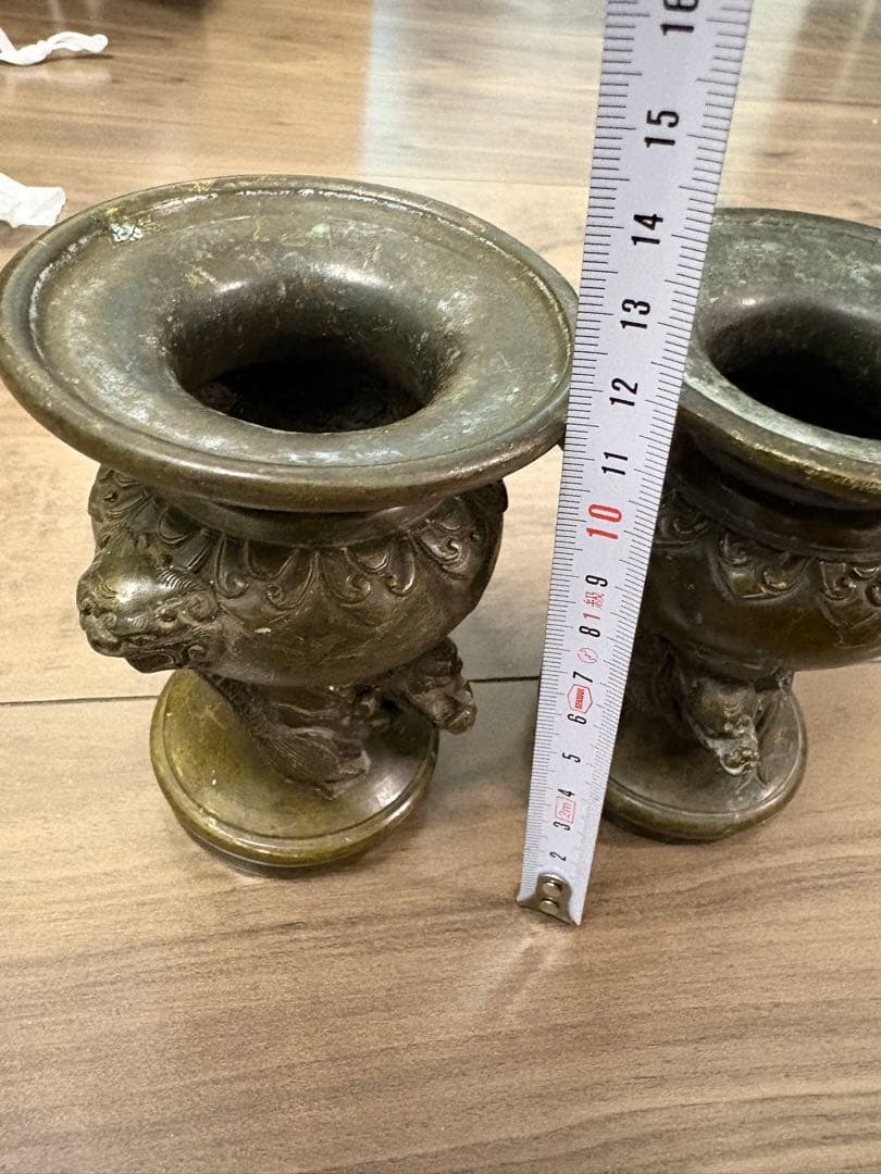 ▽ 錆物師 『鍋長』作江戸時代 龍雕刻 宣德銅製 古董