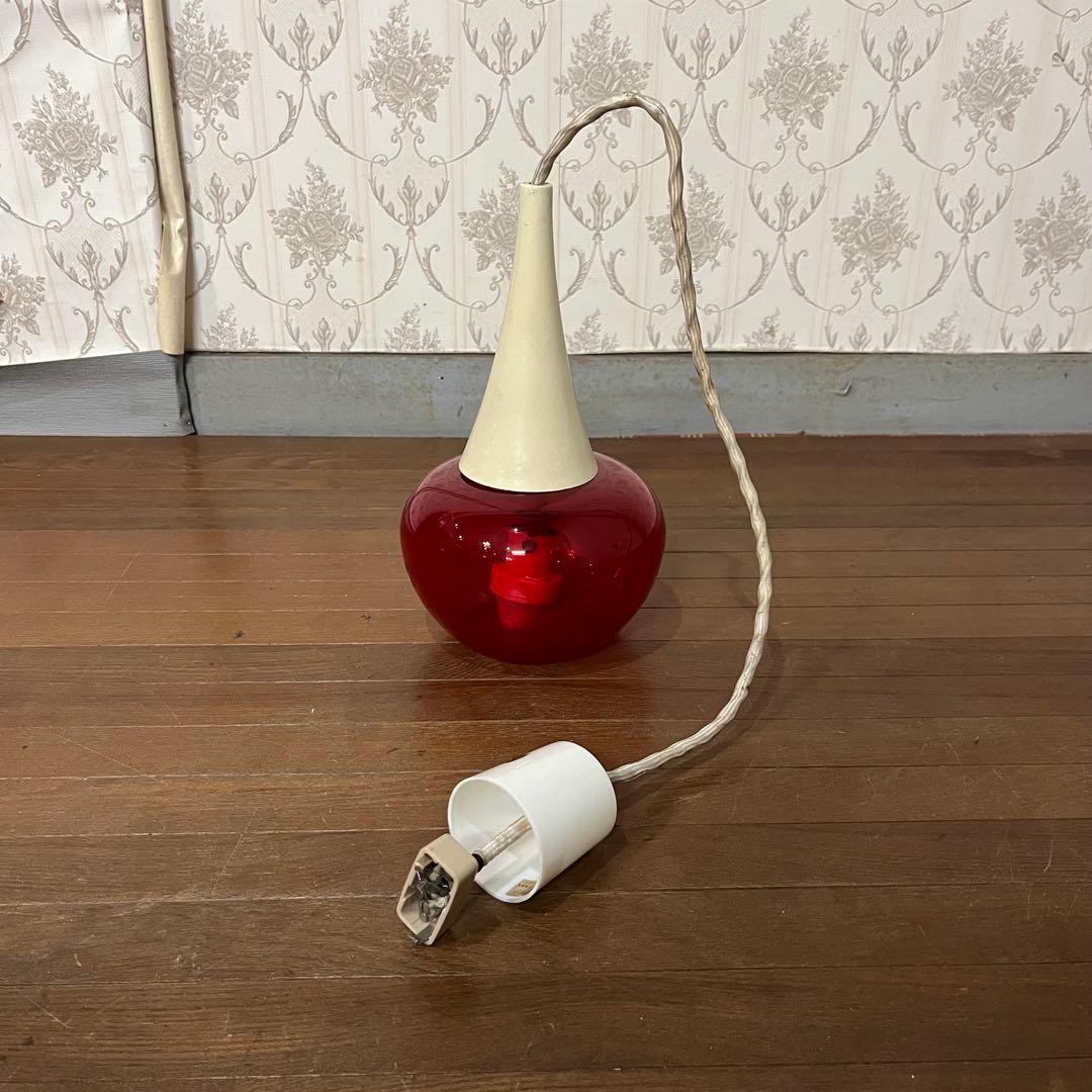 【アンティーク】昭和レトロ ナショナル ペンダントライト ガラス傘 古道具