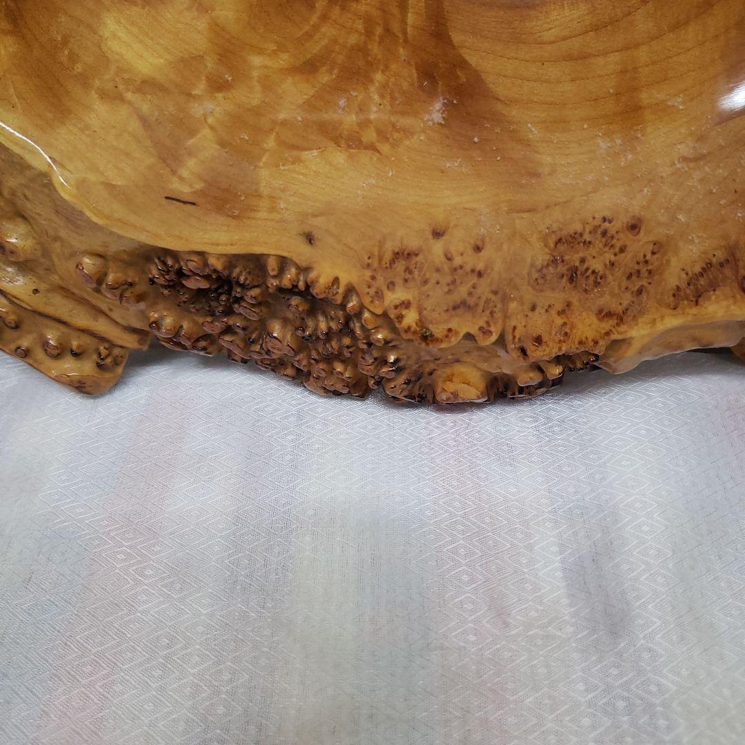 蔵出し特価花梨こぶ玉杢花台　木製円形テーブル ５８×４２×５cm