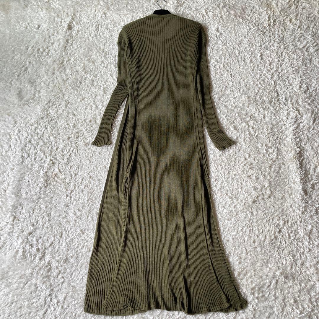 美品✨ロロピアーナ 現行タグ　シルクとリネンスリット　ロングカーディガン　緑