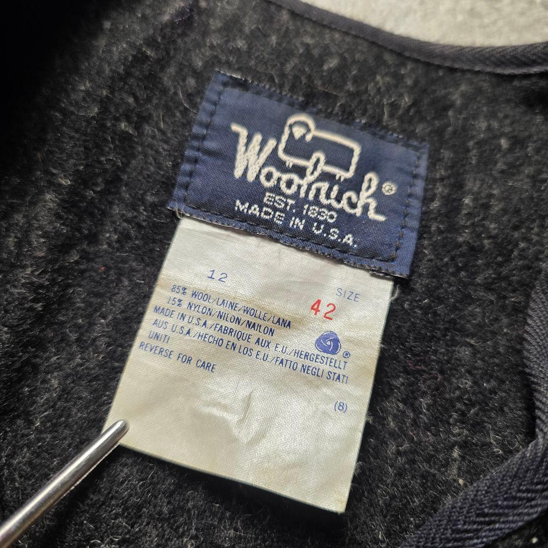 80sUSA製WOOLRICHウールリッチウールフルジップベストブラック黒短丈