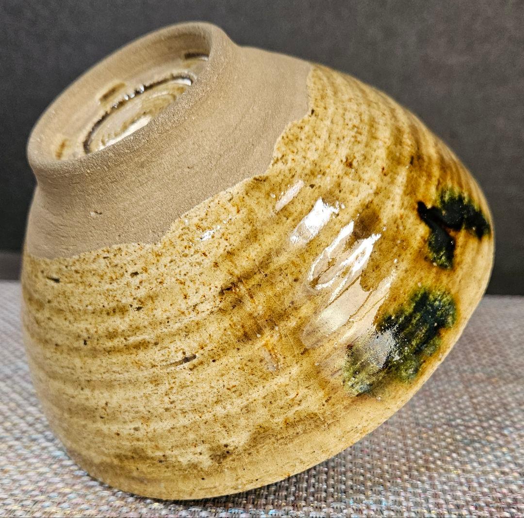 【名碗❗】
時代古作品】明治時代　瀬戸織部　黄瀬戸　織部　たんぱん海鼠釉　茶碗