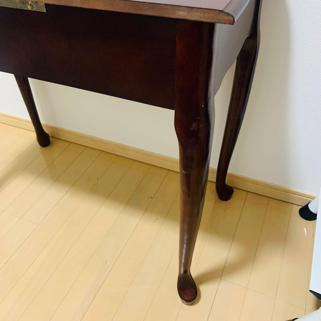 英国風 木製ドレッサー 鏡付　アンティーク 猫脚 デスク テーブル ブラウン