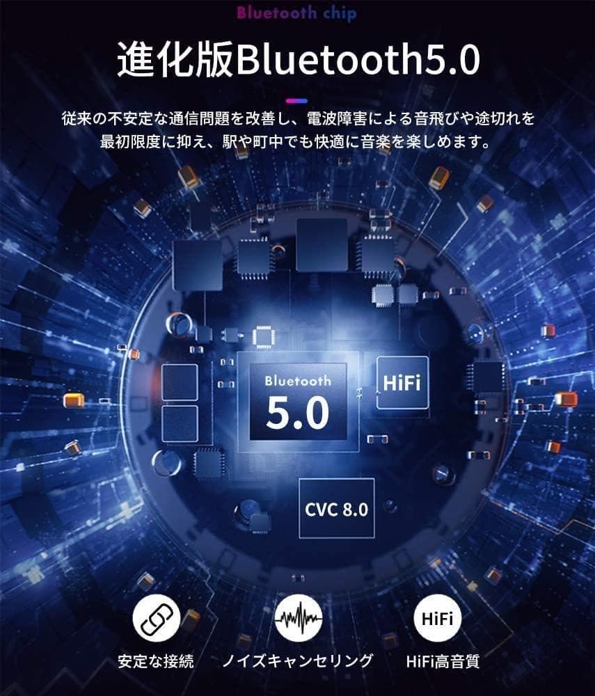 Bluetoothヘッドセット5.0 - ワイヤレス、イヤホン、ハンズフリー通話