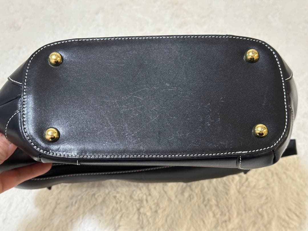 k キタムラ　レディースバック 黒 レザートートバッグ