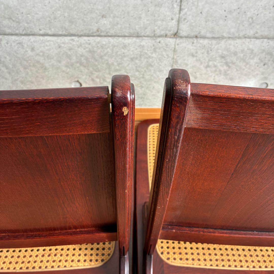 希少 カリモク ラタン 折り畳み 座椅子 4脚セット